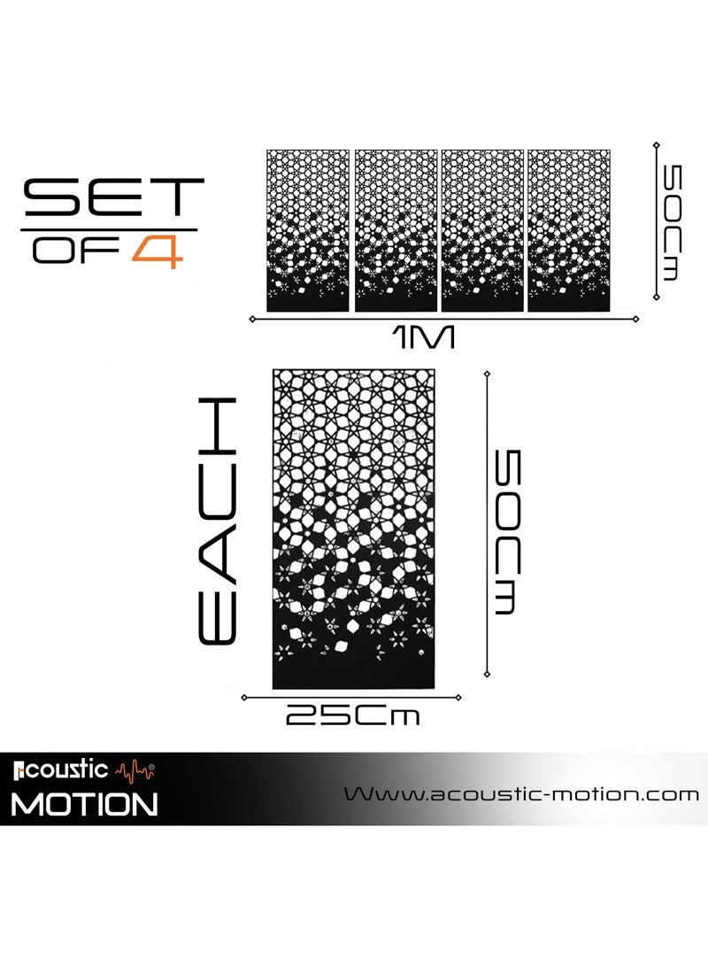 Acoustic Motion Wooden MDF Wall Art Decor Panels, DROP Design with Double-Face Tape, Modern Black Wall Hanging for Home, Living Room, Bedroom, Office & Hotel, 25×50×0.5 cm, 4-Piece Set - Image 4